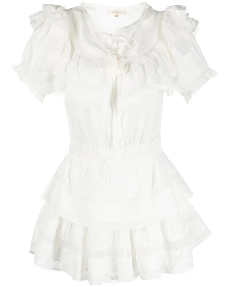LoveShackFancy Kleid mit Rüschen - Weiß Weiß