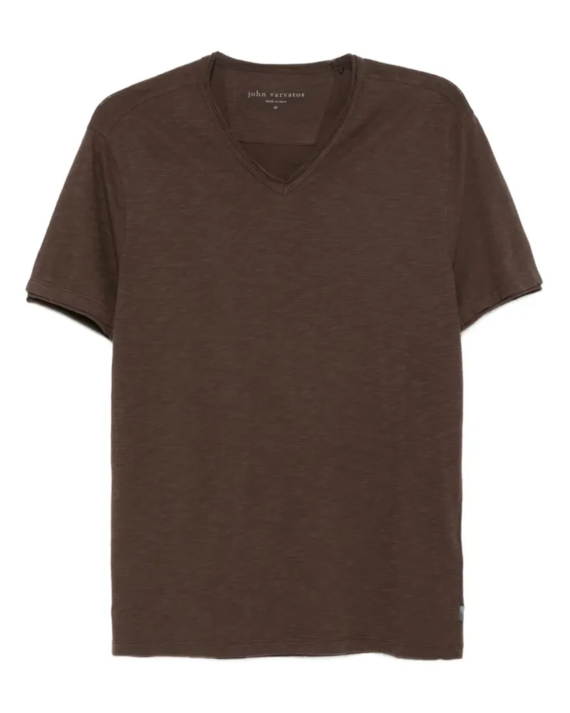 John Varvatos Miles T-Shirt mit V-Ausschnitt - Braun Braun