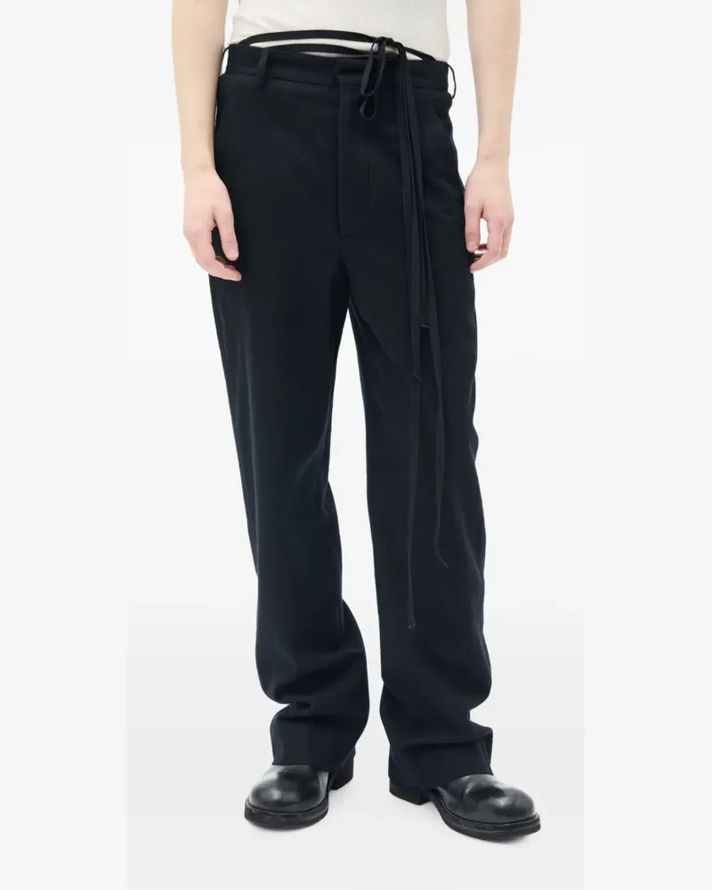 Ann Demeulemeester Hose aus gebürsteter Wolle - Schwarz Schwarz