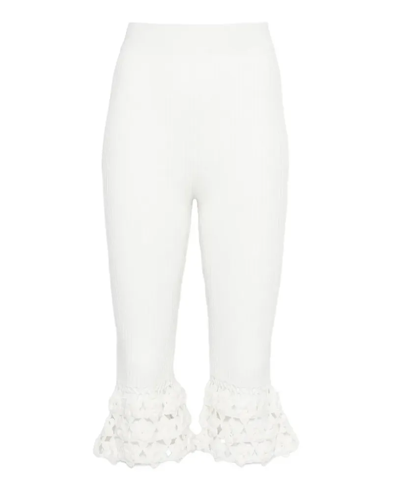Ganni Gerippte Häkelhose - Weiß Weiß