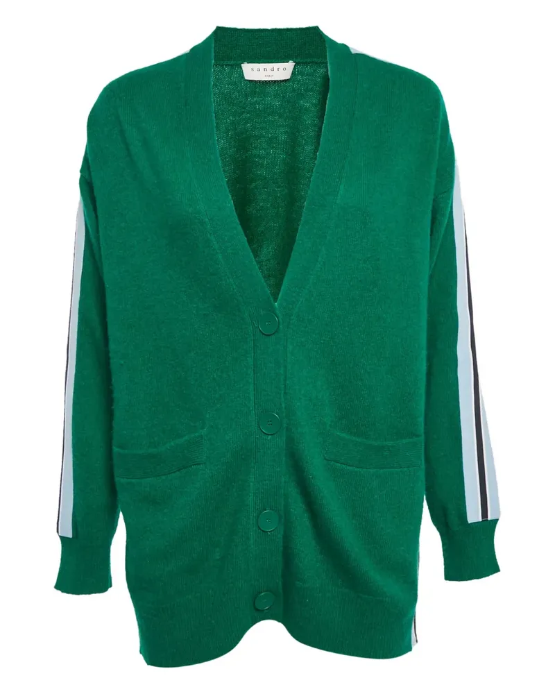 Sandro Wollcardigan mit Streifendetail - Grün Grün