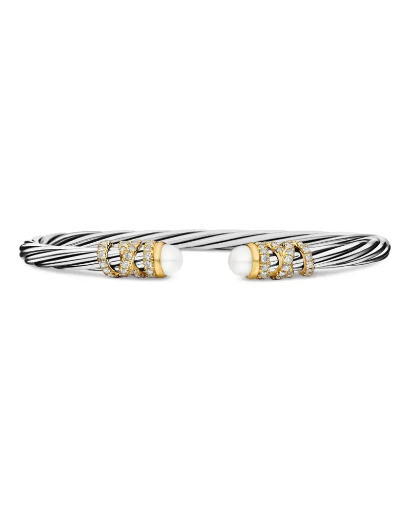 David Yurman 18kt Helena Gelbgold- und Sterlingsilberarmband mit Diamanten (4mm Silber