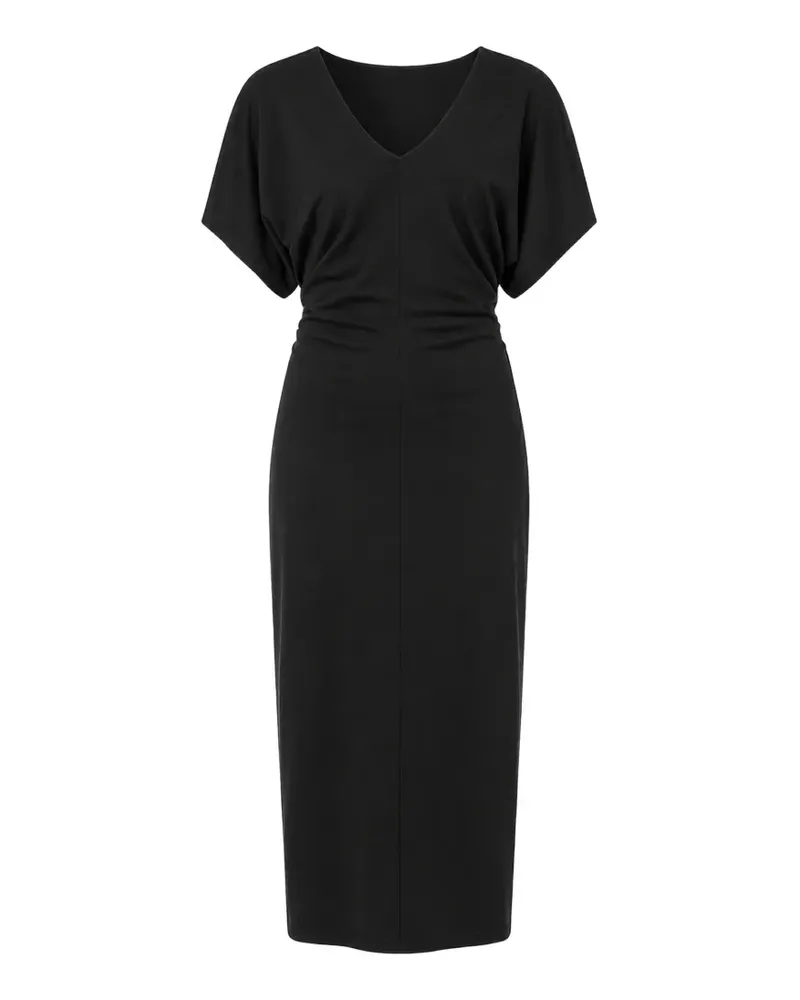 Drykorn Pamanti v-neck ruched midi dress - Schwarz Schwarz