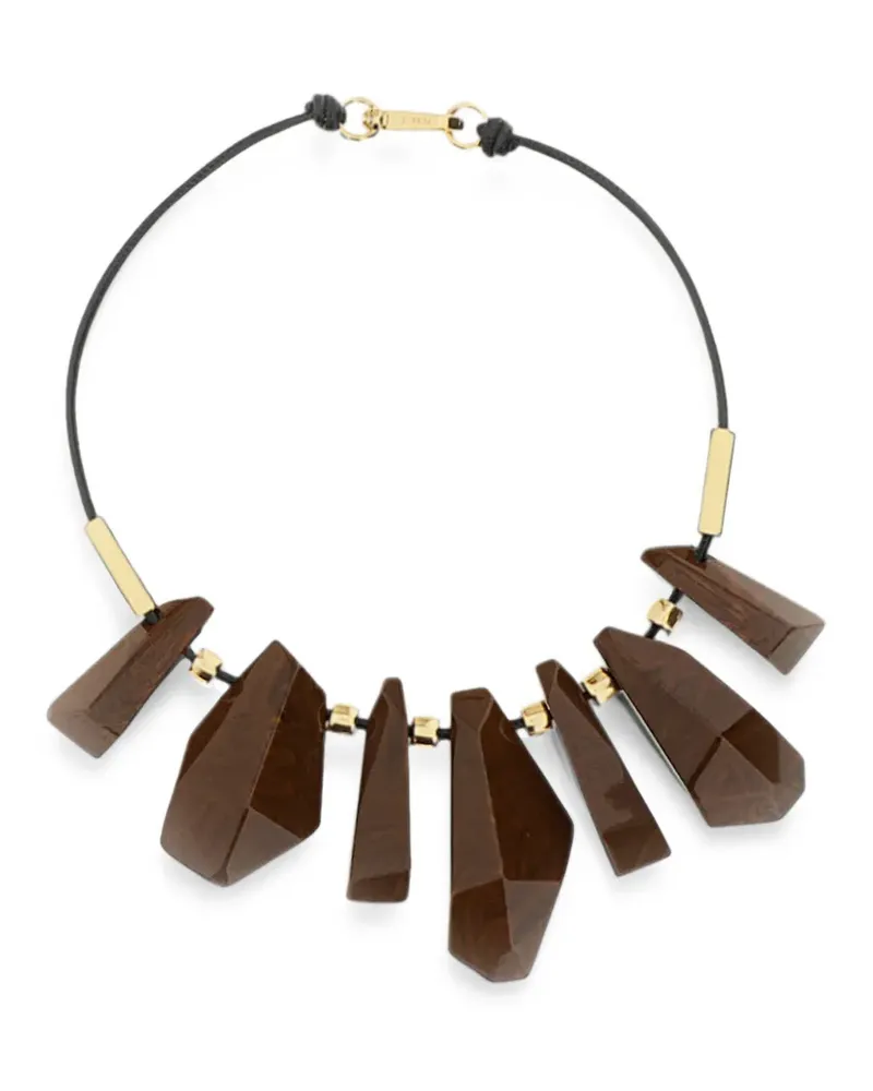 PLAN C geometric-pendant cord necklace - Braun Braun