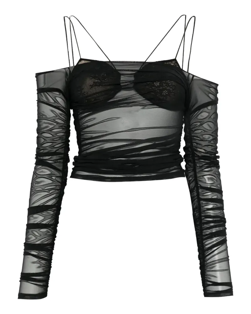 Amazuìn Gerafftes Top - Schwarz Schwarz