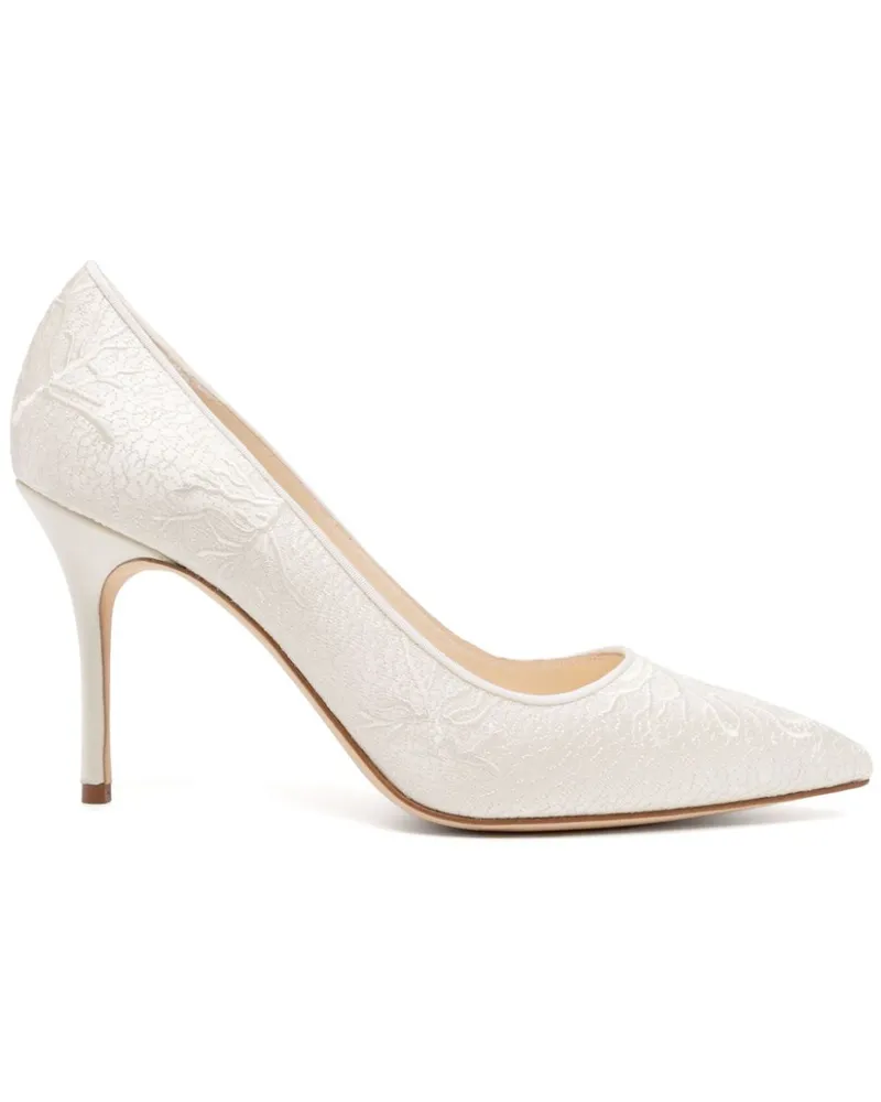 Manolo Blahnik Berola Pumps mit Stickerei 90mm - Weiß Weiß
