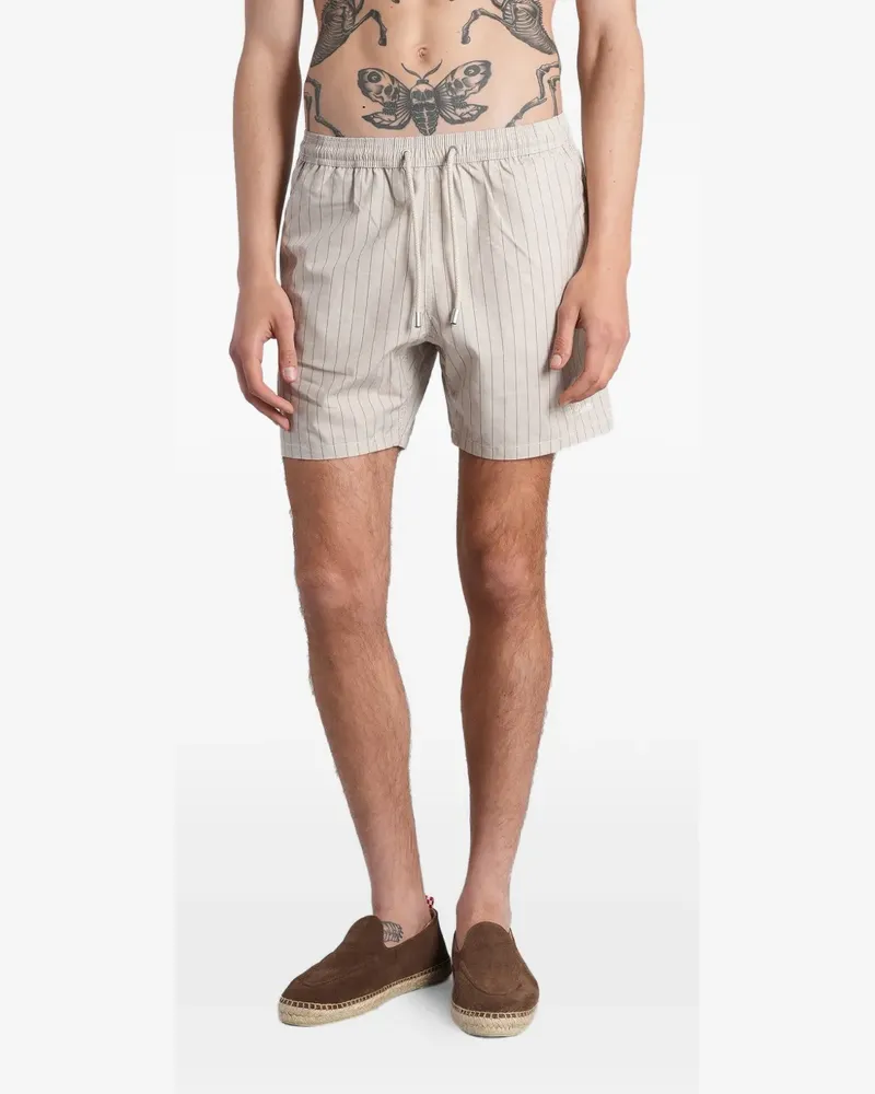 MC2 Saint Barth pinstripe-print drawstring-waist swim shorts - Nude Nude