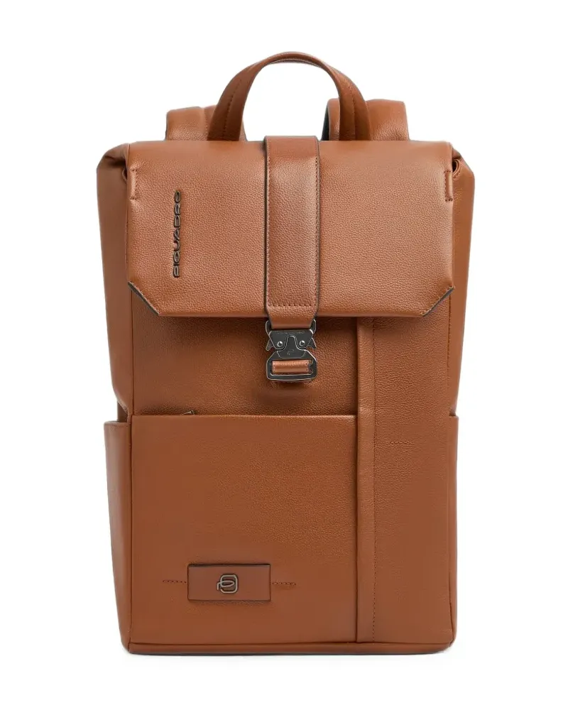 Piquadro Russel leather laptop backpack - Orange Orange