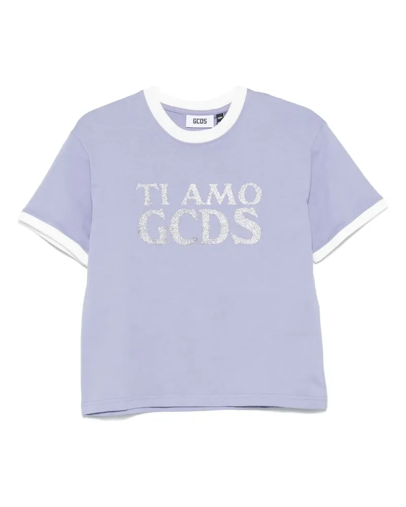GCDS Ti Amo CGDS' T-Shirt im Glitter-Look - Violett Violett