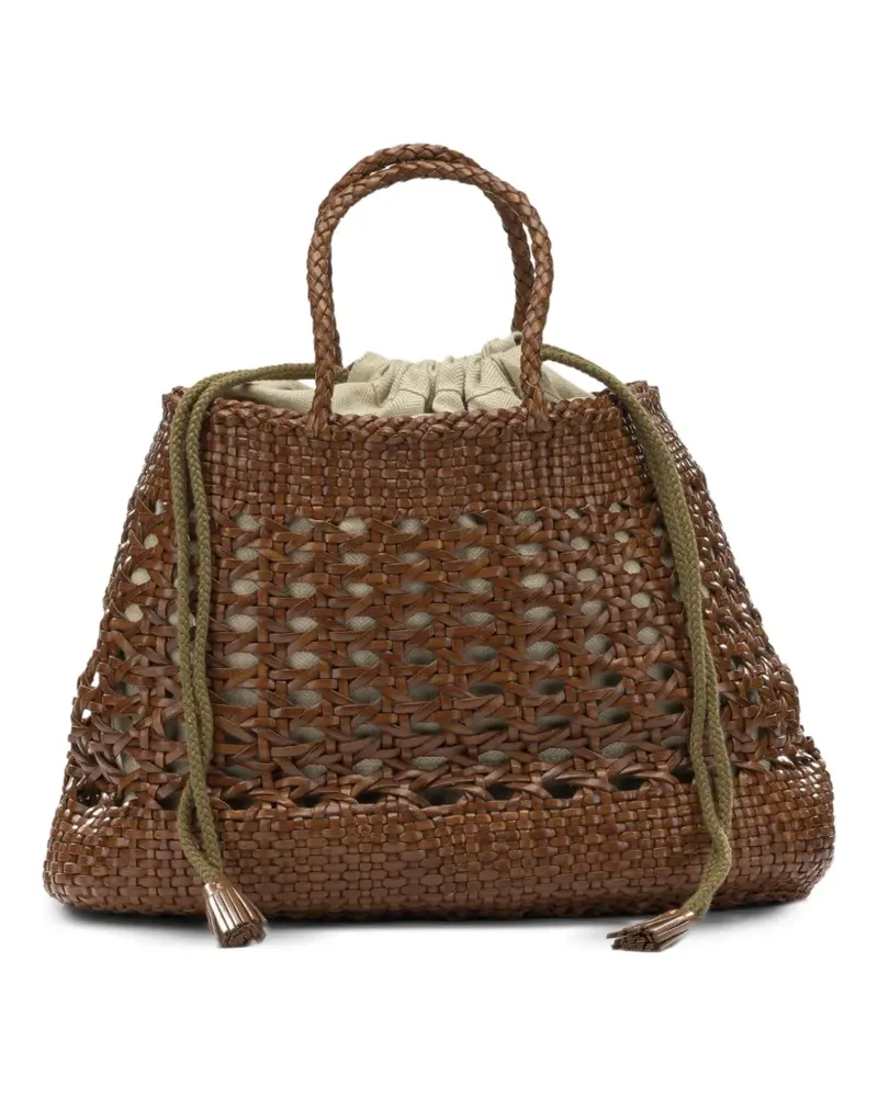 Dragon Diffusion Santa Cano woven leather tote bag - Braun Braun