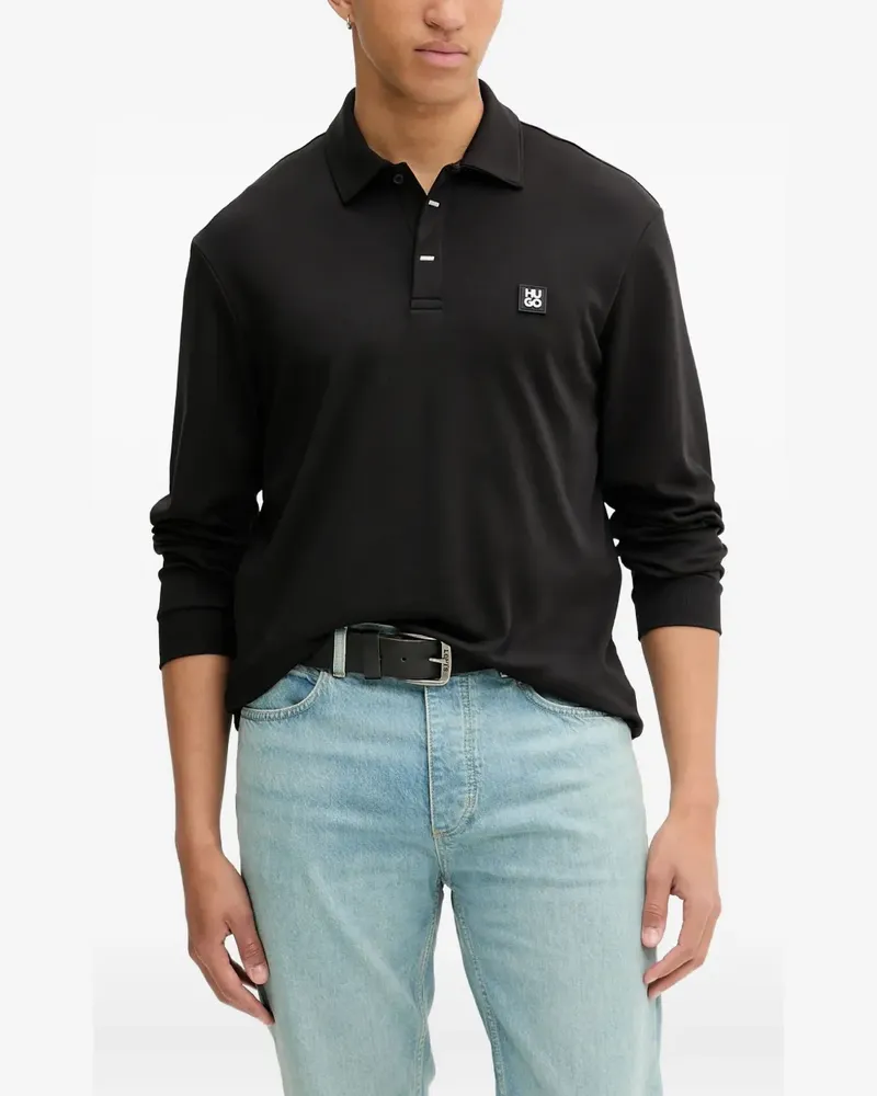 HUGO BOSS Poloshirt mit Logo-Schild - Schwarz Schwarz