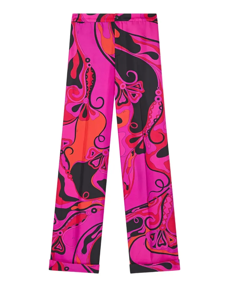 Emilio Pucci Orchidee-print silk pants - Rosa Rosa