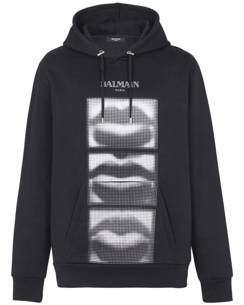 Balmain Hoodie mit Lippen-Print - Schwarz Schwarz