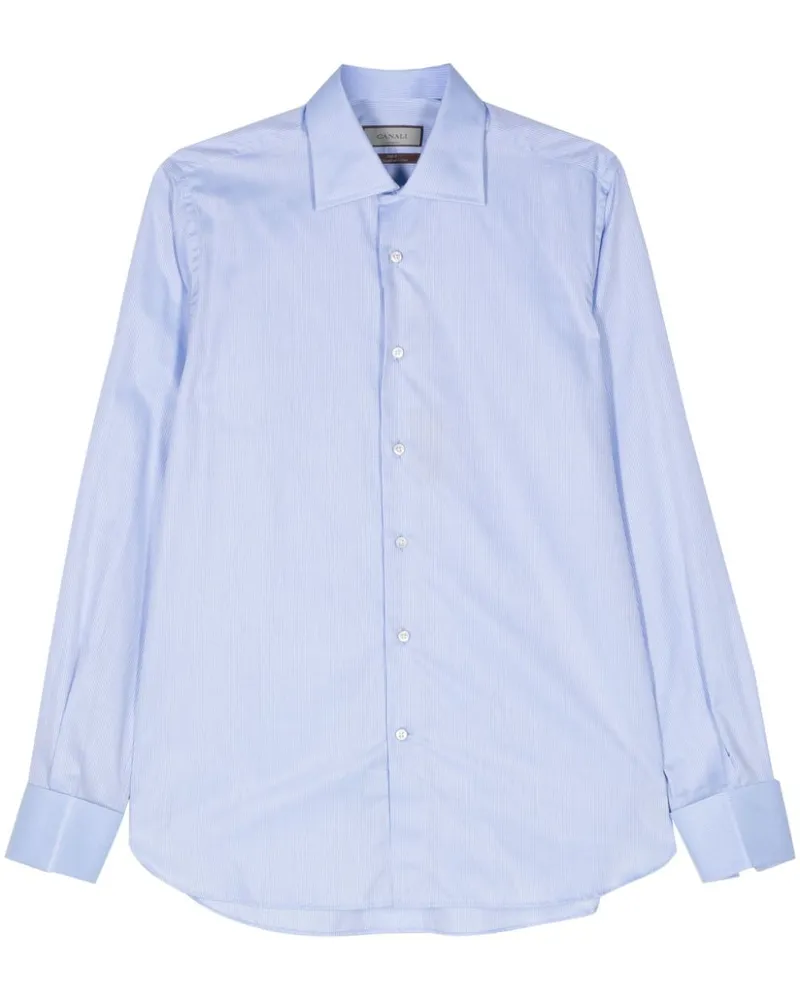 Canali Gestreiftes Hemd aus Popeline Blau
