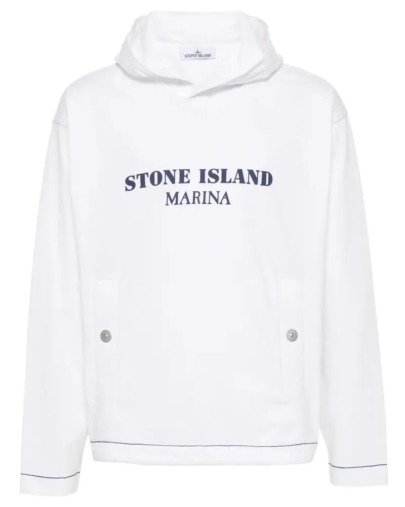 Stone Island Hoodie mit Logo-Print - Weiß Weiß