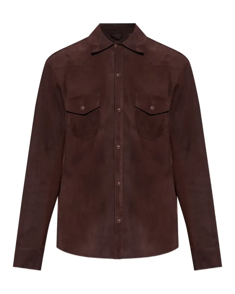Eleventy suede-panelled western-yoke jacket - Braun Braun