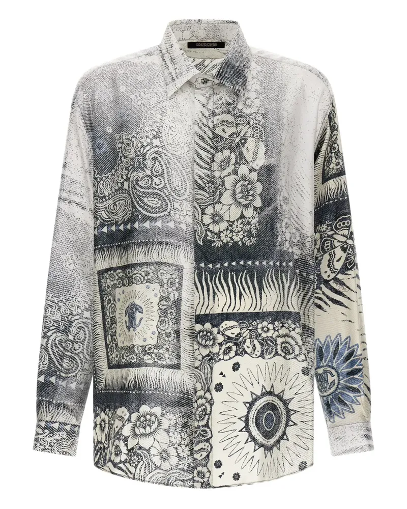 Roberto Cavalli Hemd mit Bandana-Print - Blau Blau