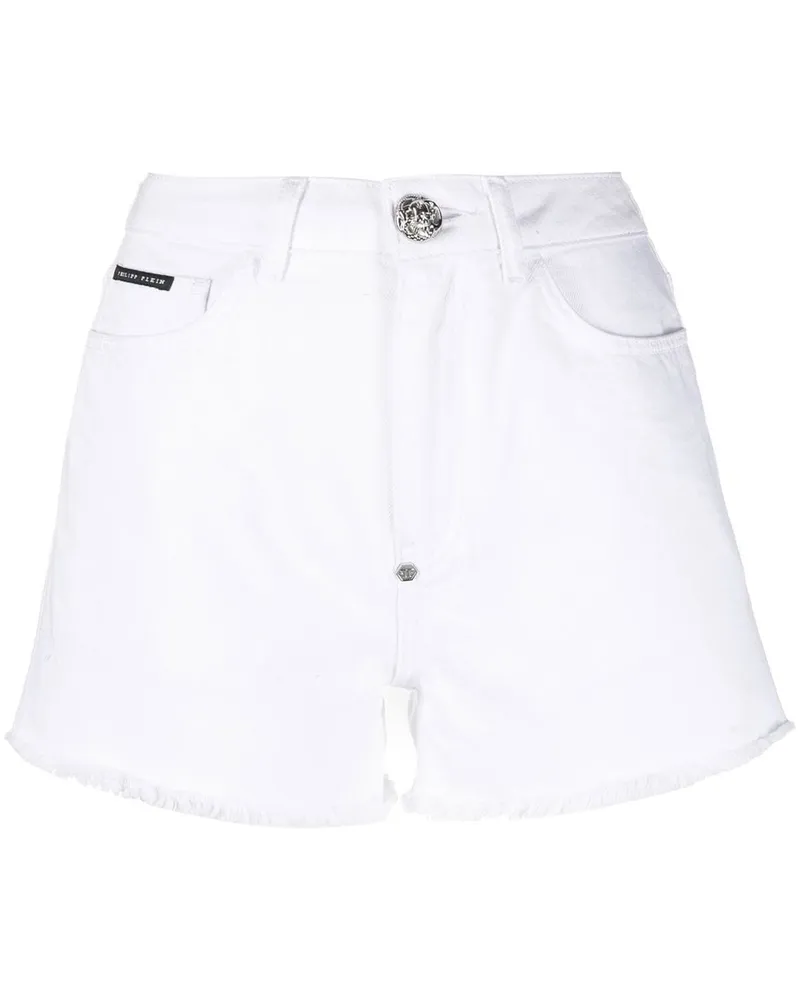 Philipp Plein Jeans-Shorts mit Kristallen Weiß