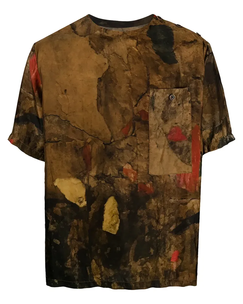 Uma Wang T-Shirt mit abstraktem Print - Braun Braun