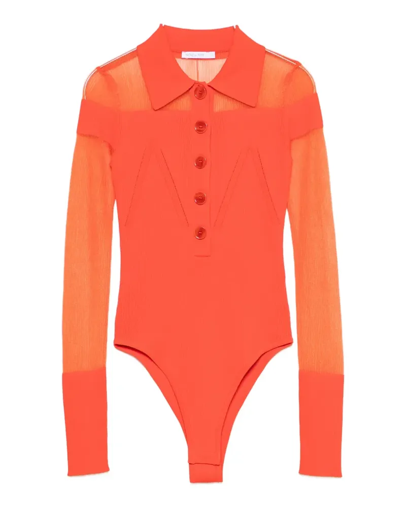 Patrizia Pepe sheer-panelled knit polo-shirt - Orange Orange
