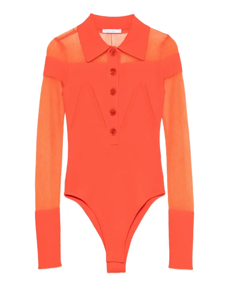 Patrizia Pepe Poloshirt mit transparenten Einsätzen - Orange Orange