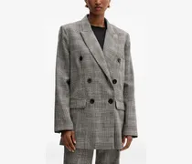 Doppelreihiges Sakko mit Karo - Grau