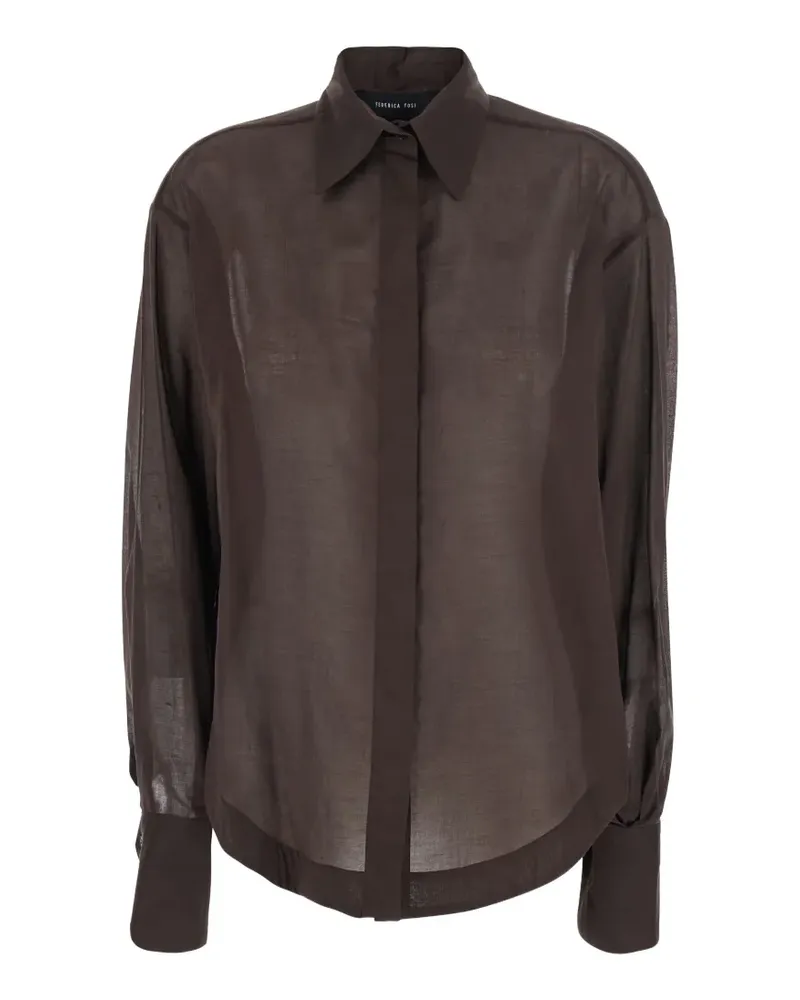 Federica Tosi semi-sheer long-sleeve shirt - Braun Braun