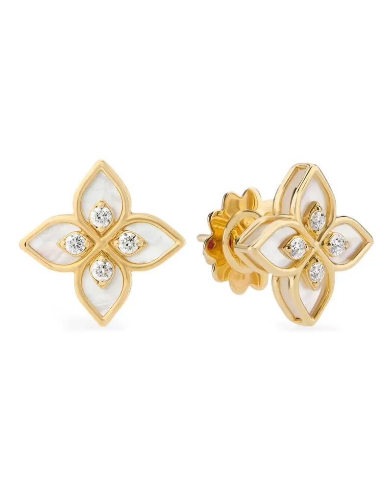 Roberto Coin Princess Flower Ohrringe mit Perlmutt und Diamanten - Gold Gold