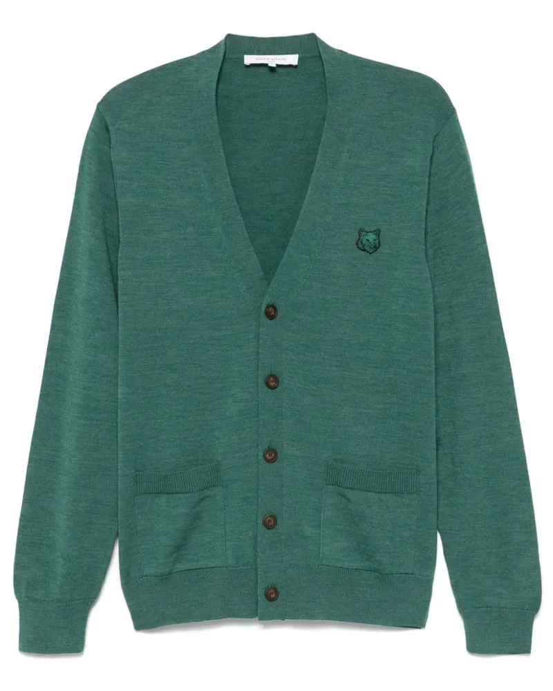 Kitsuné Cardigan mit Bold Fox Head-Patch - Grün Grün