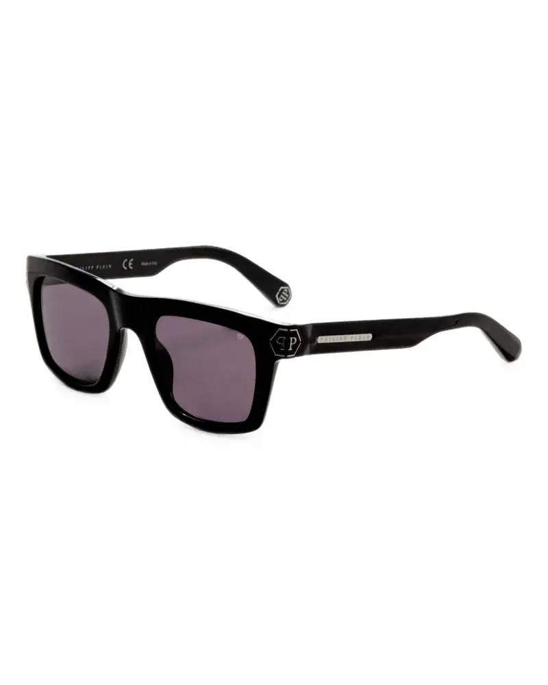 Philipp Plein logo-plaque square-frame sunglasses - Schwarz Schwarz