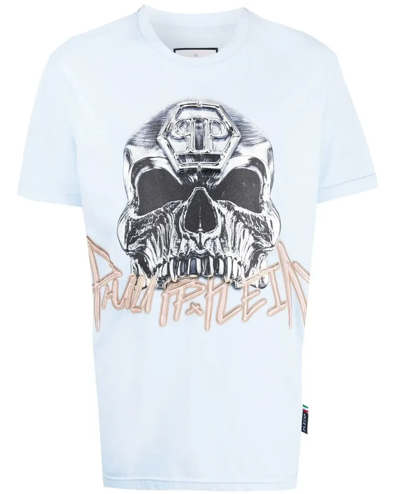 Philipp Plein T-Shirt mit Totenkopf-Print - Blau Blau
