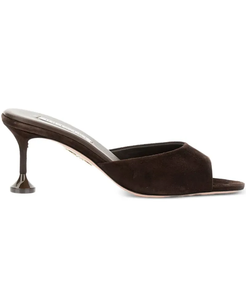 Aquazzura Bisous Wildledersandalen mit Rillenabsatz 65mm - Braun Braun