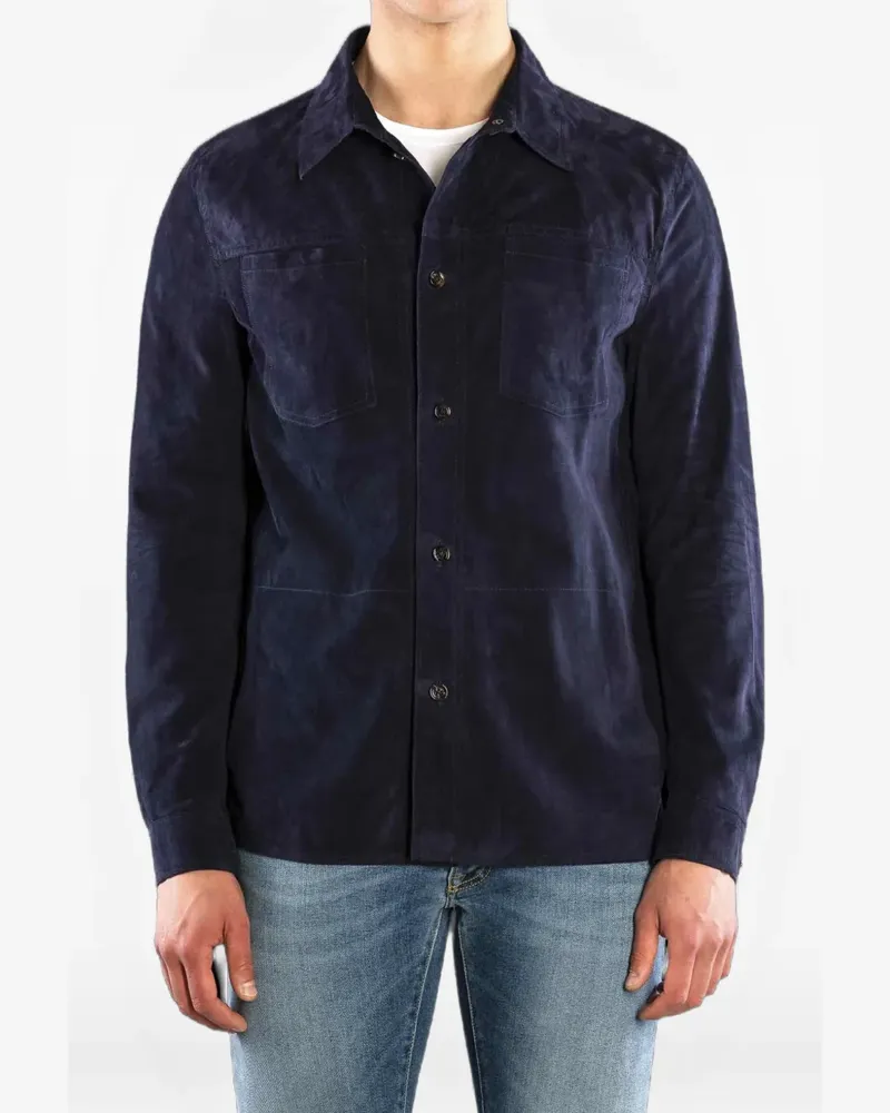 MOORER Wildlederjacke mit Knöpfen - Blau Blau