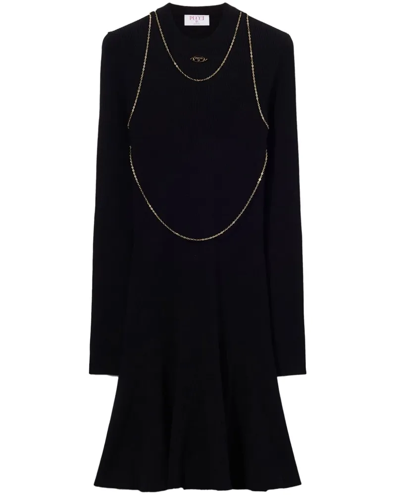 Emilio Pucci Minikleid mit Logo-Schild - Schwarz Schwarz