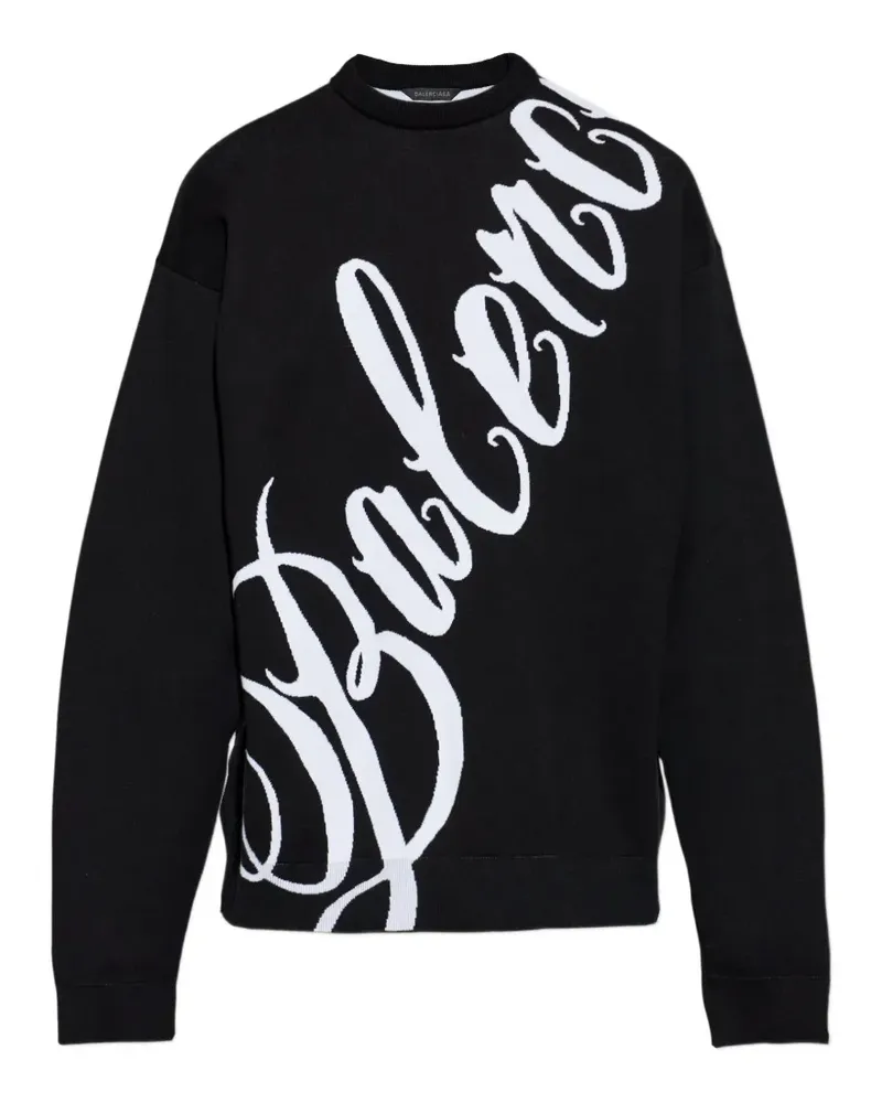 Balenciaga logo-detail knitted sweater - Schwarz Schwarz