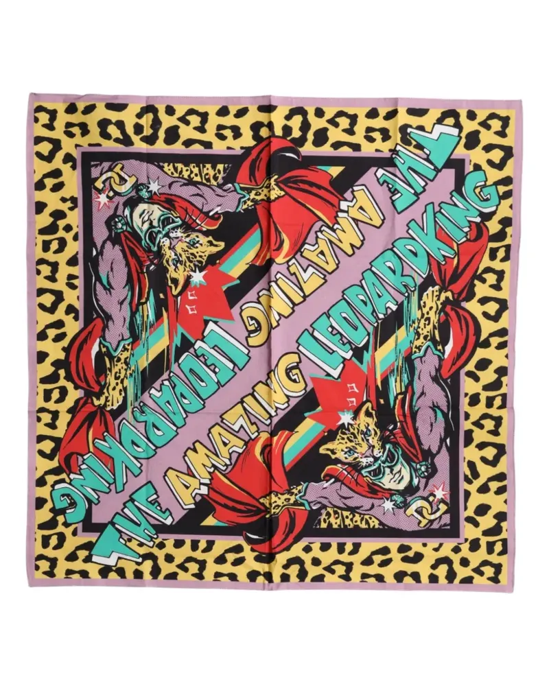 Dolce & Gabbana cartoon-print leopard-pattern scarf - Gelb Gelb