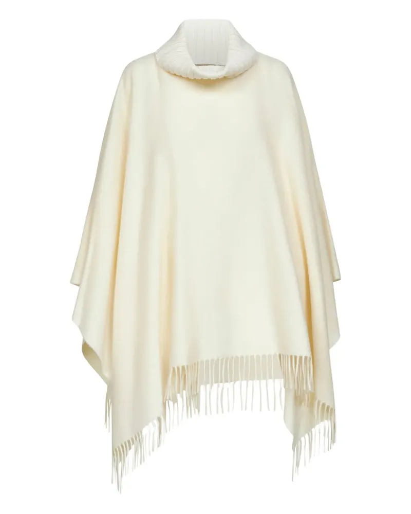 Blanca Gerippter Poncho mit Fransen - Nude Nude