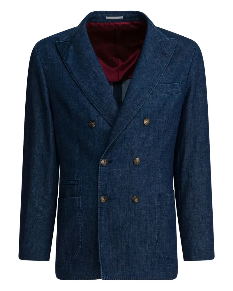 Brunello Cucinelli Doppelreihiger Mantel - Blau Blau