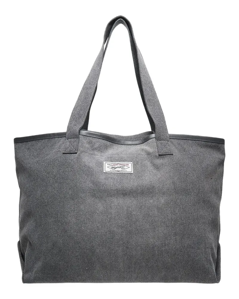 Wooyoungmi corduroy logo-patch tote bag - Grau Grau