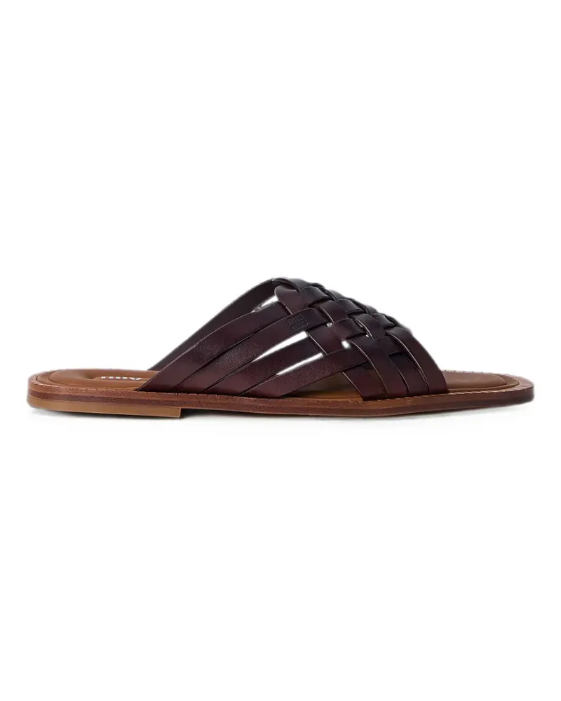 Miu Miu Sandalen mit Webmuster - Braun Braun
