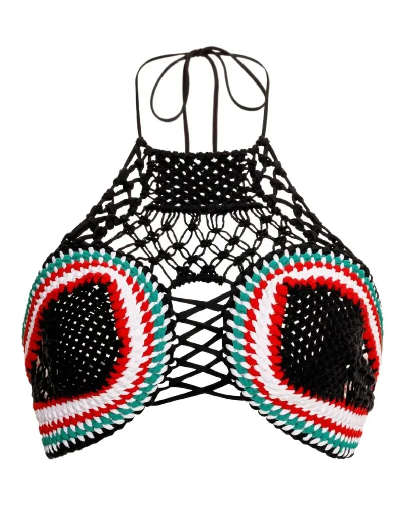 AGUA BENDITA Handgewebtes Tasha Cropped-Tanktop - Schwarz Schwarz