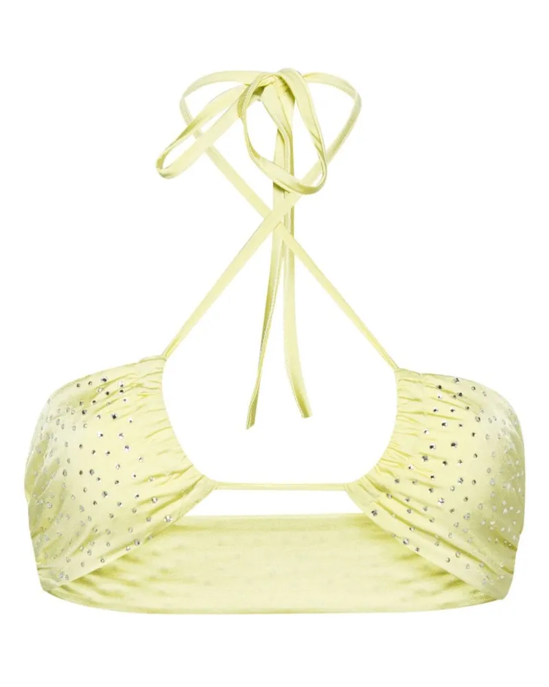 forte_forte Kristallverziertes Bikinioberteil mit Neckholder - Gelb Gelb