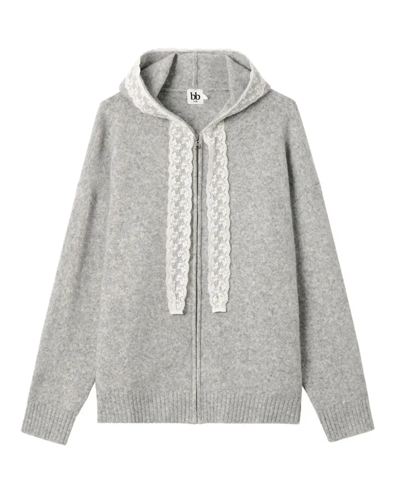 b+ab lace-trim zip-up hoodie - Grau Grau