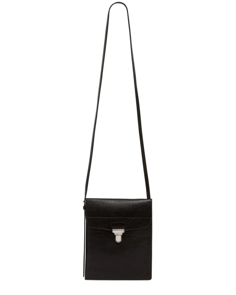 Christophe Lemaire Schultertasche aus strukturiertem Leder - Schwarz Schwarz
