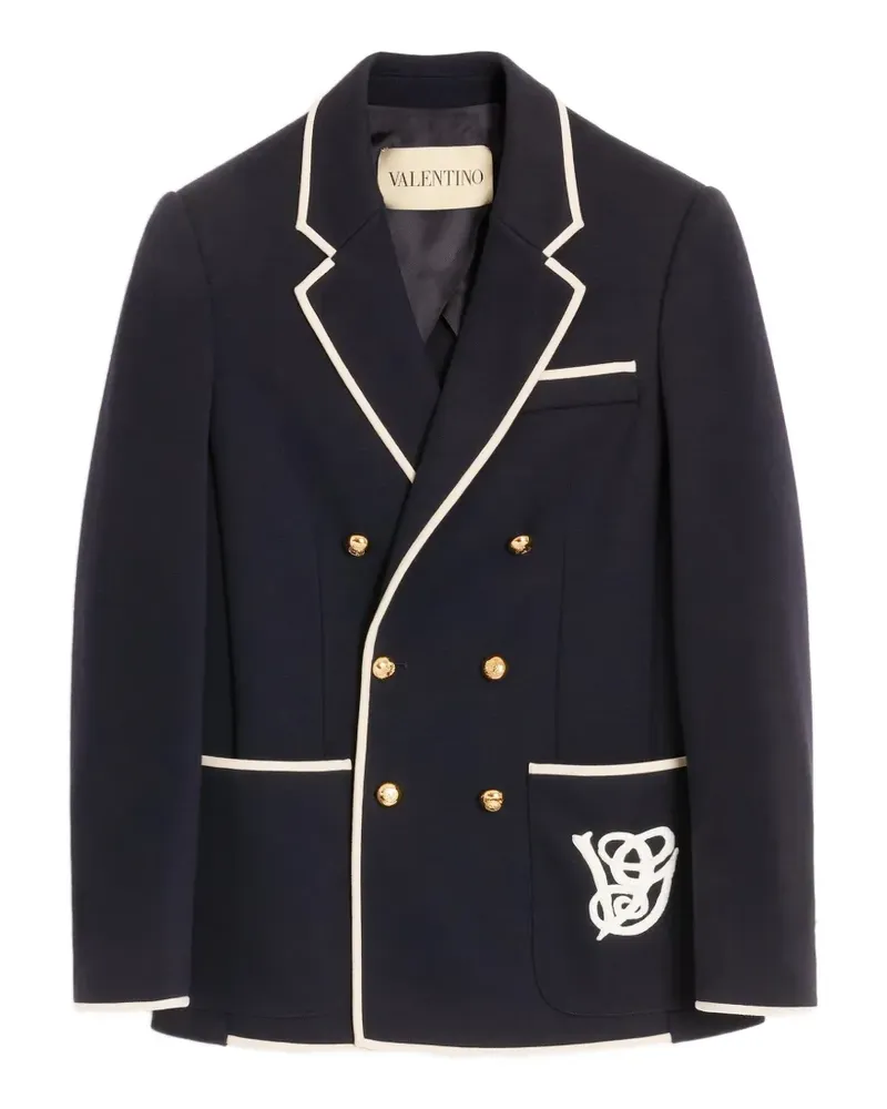 Valentino Garavani Doppelreihiges Sakko mit VG-Patch - Blau Blau