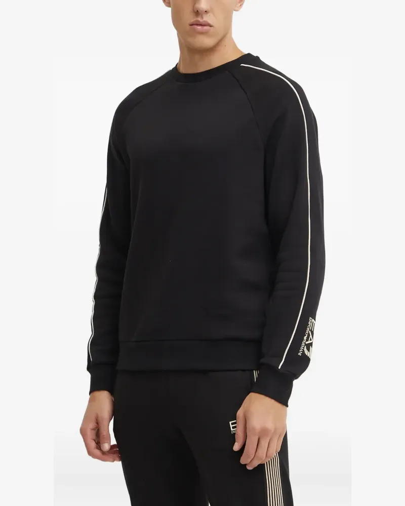 EA7 Sweatshirt mit Streifendetail - Schwarz Schwarz