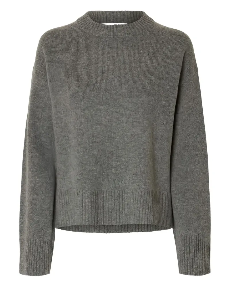 Selected round-neck wool-cashmere blend sweater - Grau Grau