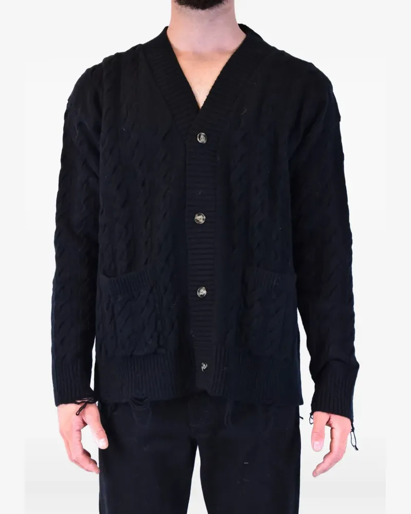 Laneus Cardigan mit Zopfmuster - Schwarz Schwarz