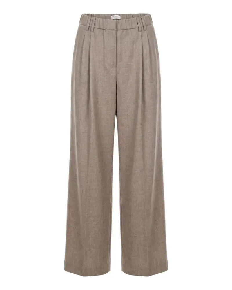 Brunello Cucinelli Wide-Leg-Hose mit Bundfalten - Nude Nude
