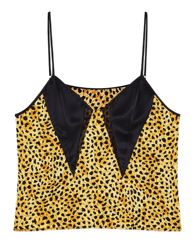 Versace Seidenoberteil mit Geparden-Print - Gelb Gelb